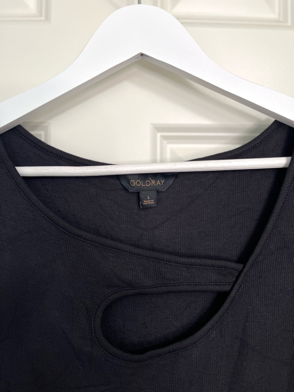 Goldray Asymmetrical Cold Shoulder Ribbed Top NWOT - Picture 4 of 6